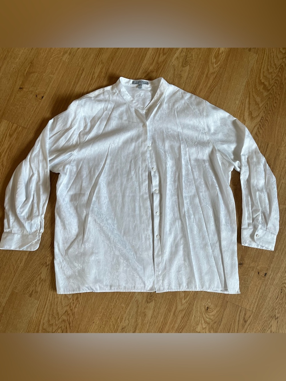 Foxcroft Wrinkle Free Classic Fit Blouse Womens Size 22W White Floral Jacquard